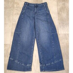 Anthropologie Pilcro Barrel Wide Leg Seamed Jeans Size 26 (28 x 30) Blue Denim